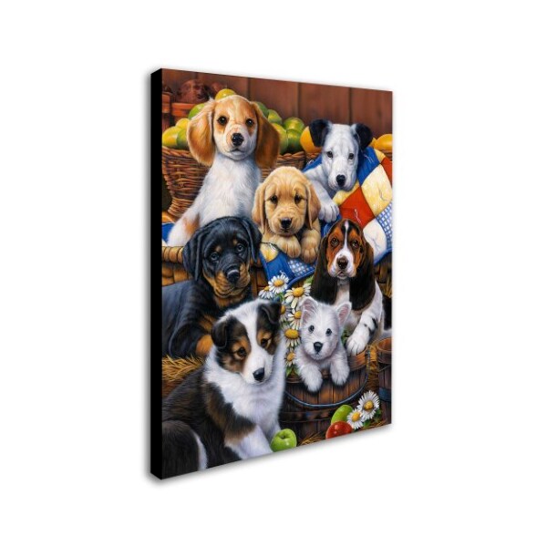 Jenny Newland 'Country Bumpkin Puppies' Canvas Art,14x19